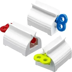 3 Pieces Rolling Tube Toothpaste Squeezer Toothpaste Seat Holder Stand Rotate Toothpaste Dispenser