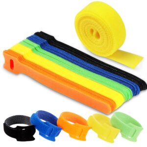 50 Pcs Cable Ties with 1M Cable Ties Reusable, Cable Management Straps