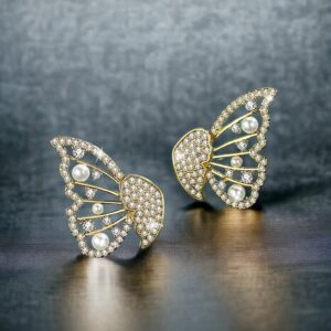 AVR JEWELS Korean Pearl and Cubic Zirconia Stud Earrings for Women and Girls