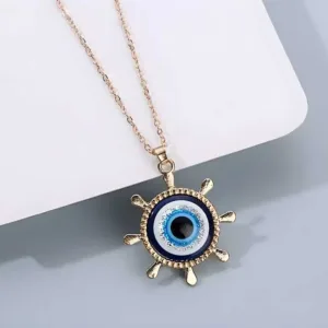Western Silver Evil Eye Chain Necklace For Women