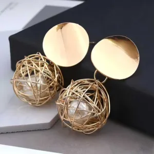 Avr Jewells China Dangle Gold Double Disk Earrings For Women