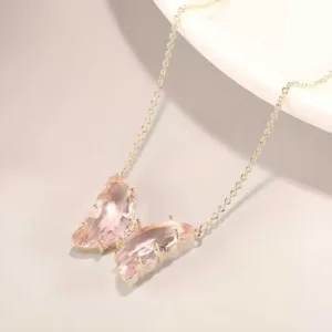 Avr Jewells Stylish Pink Butterfly Necklace For Women and Girls