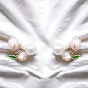 Avr Jewells Stylish Korean Artificial Rose Stud Earrings For Women
