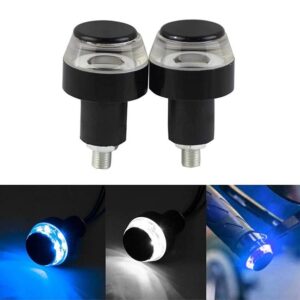Bike Handle Bar Indicators LED Turn Signal Indicators Dual Color Bulb For All Motorbikes, Set of 2, Blue