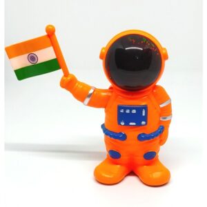 Car Dashboard Solar Space Astronaut Robot Figures with Raising Indian Flag