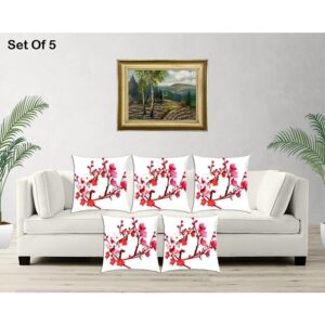 Digital Printed Jute Cushion Covers, Set Of 5