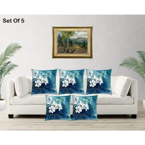 Digital Printed Jute Cushion Covers, Set Of 5