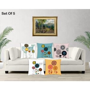 Digital Printed Jute Cushion Covers, Set Of 5