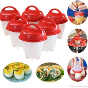 6 Pcs Silicone Egg Boil Cooker Non Stick Mold Egg Poacher Boiled Steamer