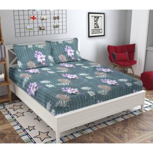 Glace Cotton Elastic Fitted Double Bedsheets