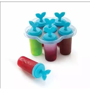 Ice Cream Mould Tray of 6 Candy with Reusable Stick, Blue
