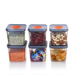 Kitchenware Lock N Seal Grey Plastic Airtight Storage Containers 1000 ml, Set Of 6