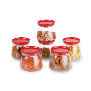 Kitchenware Red Handi Plastic Container Jar 900 ml, Set Of 6