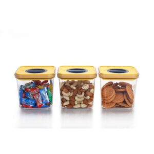 Lock N Seal Yellow Plastic Airtight Storage Containers 1000 ml, Set of 3
