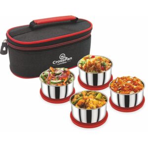 Lunch Box- Smart Buy Stainless Steel 4 Containers Lunch Box, 1200 ml