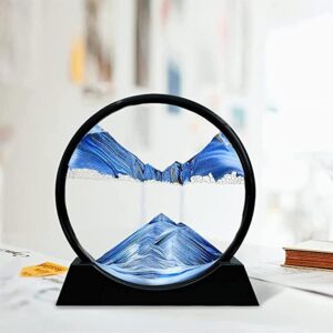 Moving Sand Art Picture Glass Liquid Painting 3D Natural Landscape showpieces for Home Decor, Deep Sea, 10 inch