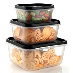 New Stylish Rectangle Storage Container 700Ml, 1400Ml, 2400Ml Set Of 3, Black
