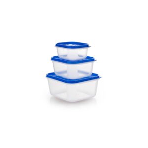 New Stylish Rectangle Storage Container 700Ml, 1400Ml, 2400Ml Set Of 3, Blue