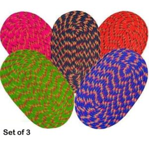 Oval Solid Cotton Floor Mat, Pack of 3