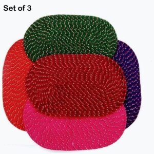 Oval Solid Cotton Floor Mat, Pack of 3