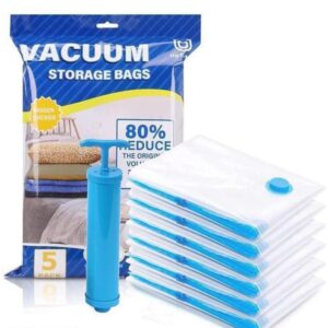 Smart Saver Reusable Vacuum Storage Bags Ziplock Space for Travel, Pack of 4, 2Jumbo+2Large with Pump