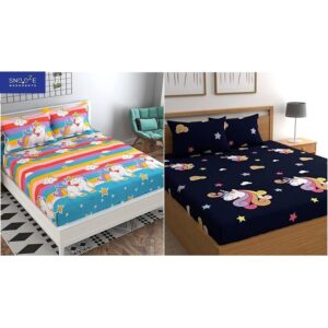 Snooze Combo Glace Cotton Fitted Double Bedsheets