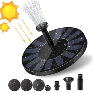 Solar Power Floating Water Pump for Pool Pond Garden and Patio Plants Round 7V 1.4W, Black for Garden Decor