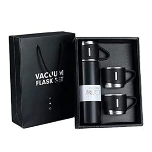 Stainless Steel Vacuum Flask bottle Set with 3 Steel Cups Combo 500 ml Flask, Pack of 1, Multicolor, Steel