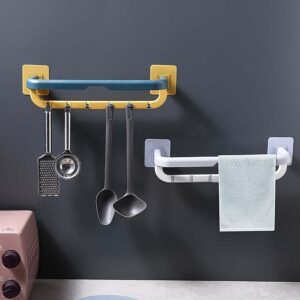 Towel Rack Wall Mounted Double Bar Towel Holder with Hooks Adjustable, Pack of 2