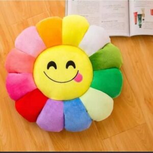 Velvet Sunflower Smiley Cushion