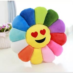 Velvet Sunflower Smiley Cushion