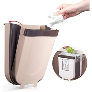 Folding Trash Bin, Wall Mounted Folding Kitchen Cabinet Door Hanging Dust Bin, Multicolor