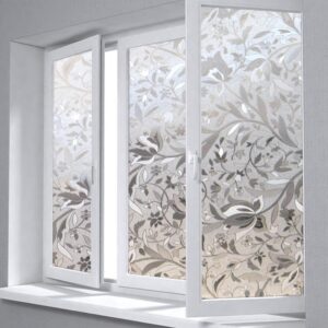 Window Film Privacy Glass Self Adhesive Decorative for Bathroom/Door Window/Heat Control/Sidelight/Anti UV