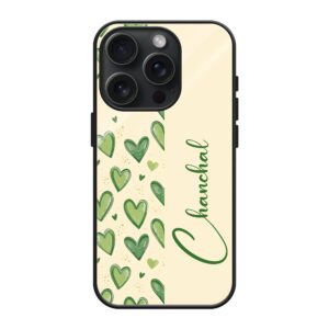 Green Heart Glass Name Case