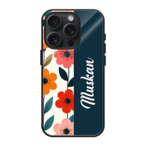 Abstract Blooms Glass Name Case