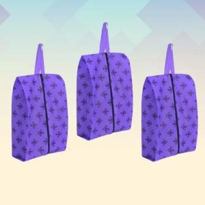 PrettyKrafts Shoe Bag with Center Zipper- Large (Set of 3 pcs) – Purple