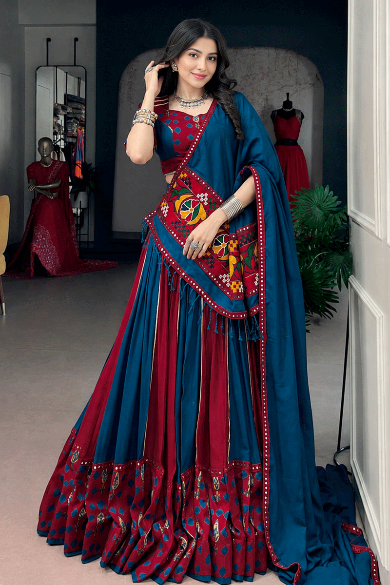 Navratri Special Traditional Gamthi Work Lehenga Choli For Women