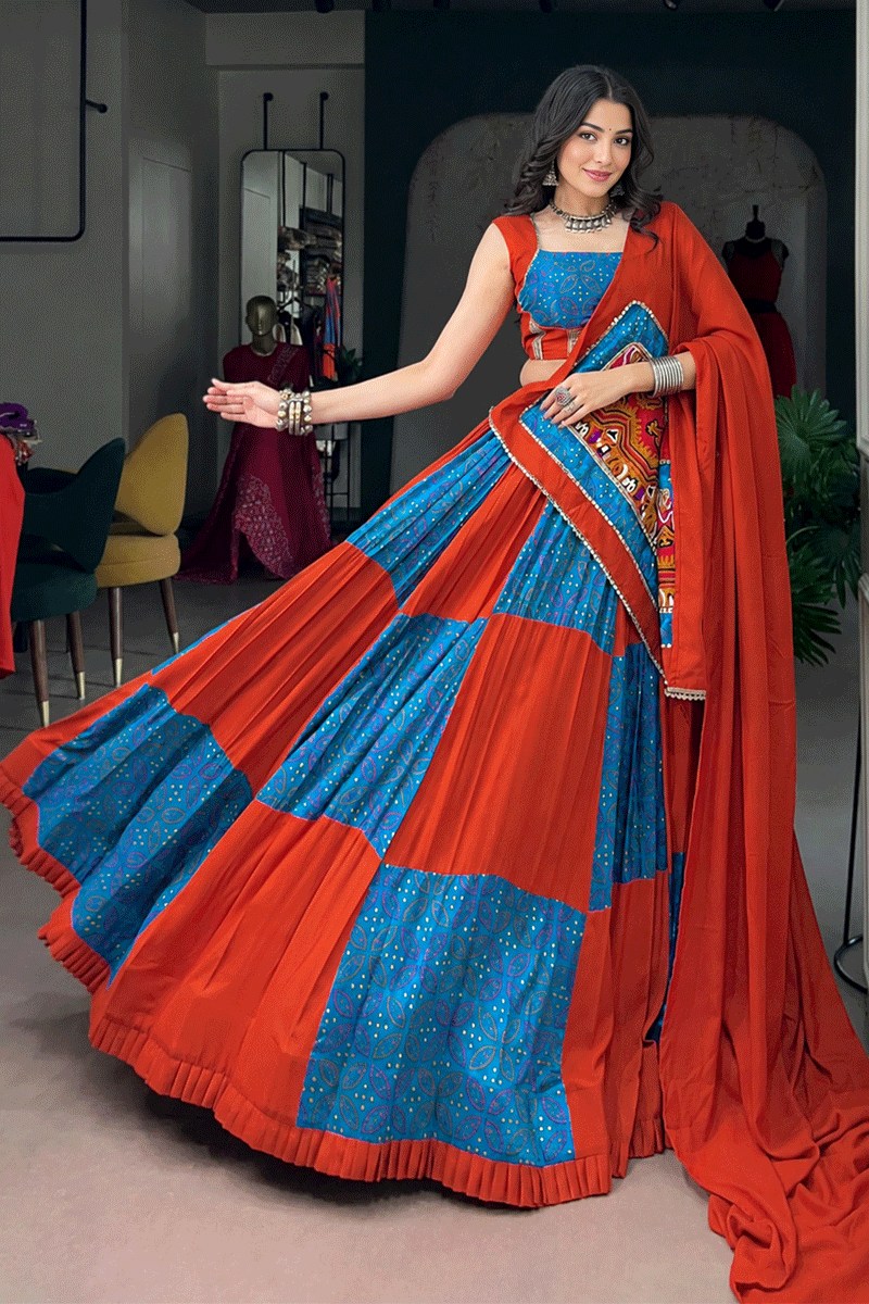 Designer Fully Stitched Real Mirror Work Lehenga Choli For Graba