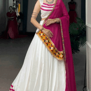 Fully Stitched Navratri Special White Color Lehenga Choli For Women