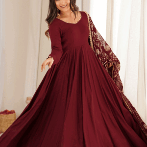 Wedding Function Special Maroon Color Anarkali Suit