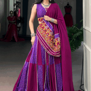 Traditional Real Mirror Work With Gamthi Dupatta Lehenga Choli For Navratri