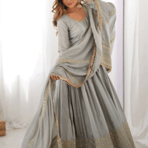 Designer Chinon Fabric Long Anarkali Suit For Girl