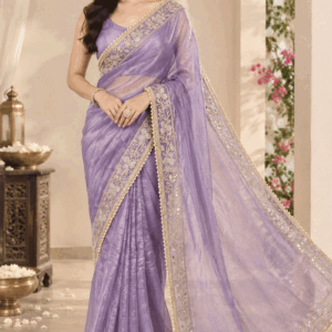 Designer Party Wear Embroidery With Real Mirror Work Saree