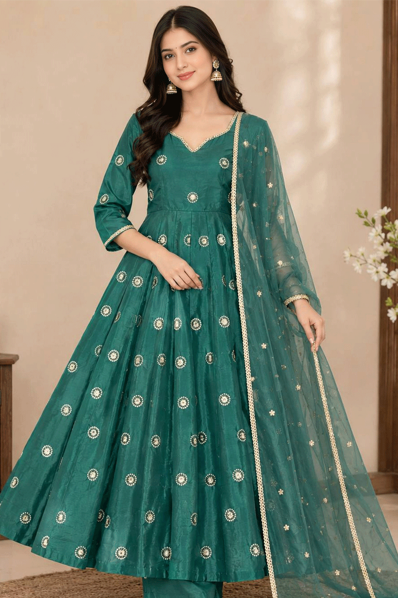 Designer Diwali Special Embroidery Work Anarkali Suit