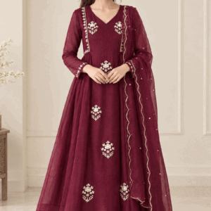 Designer Diwali Special Embroidery Work Anarkali Dress For Girl